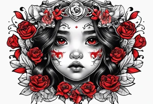 black and red childhood trauma tattoo idea