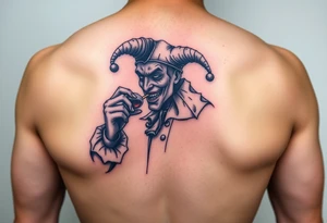 jester smoking and drinking tattoo idea