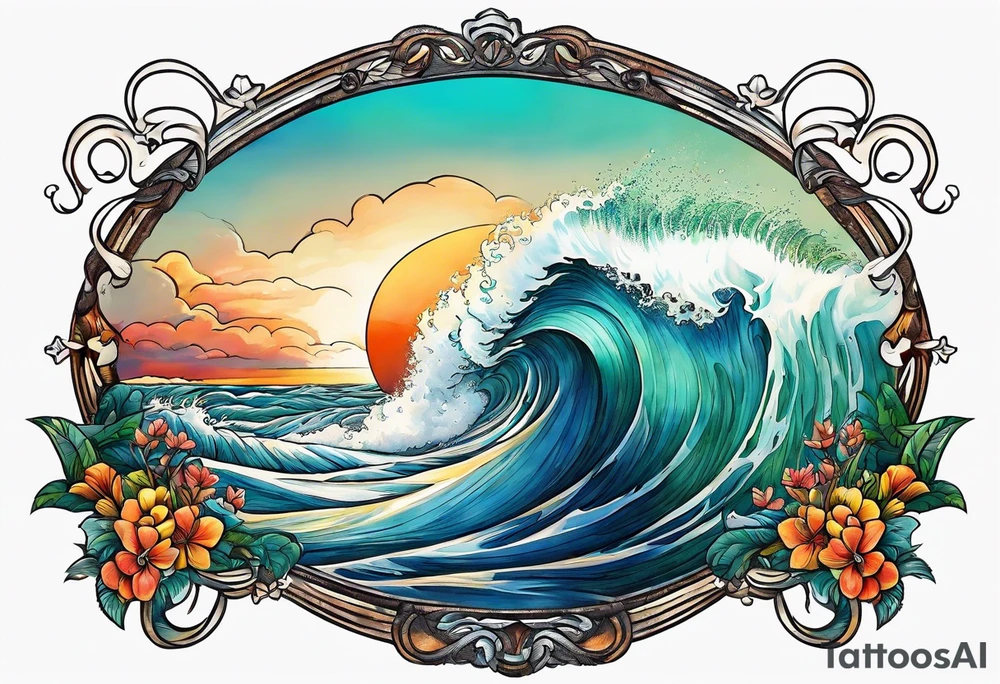 waves;  
"come what may"; outside forearm not an oval tattoo idea