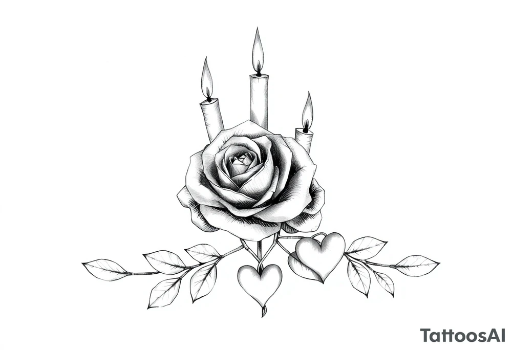 blue, Passed baby, two roses, two candles, hearts tattoo idea
