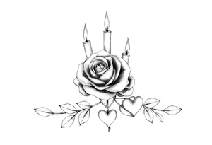 blue, Passed baby, two roses, two candles, hearts tattoo idea