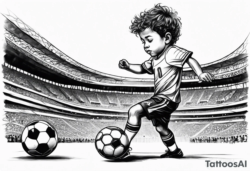 Little boy playing soccer in Rio de Janeiro tattoo idea