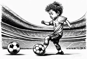 Little boy playing soccer in Rio de Janeiro tattoo idea