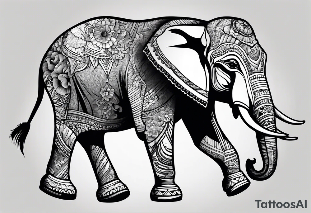 Roller skating elephant tattoo idea