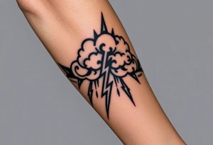 Black storm clouds with rain falling & lightning bolts striking down tattoo idea