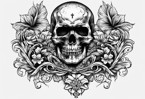 cross on top of a skull tattoo idea
