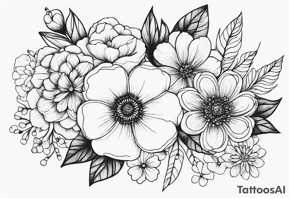 Tiny florals on shoulders tattoo idea