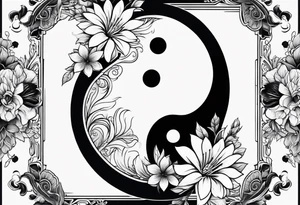 yin yang, flowers tattoo idea