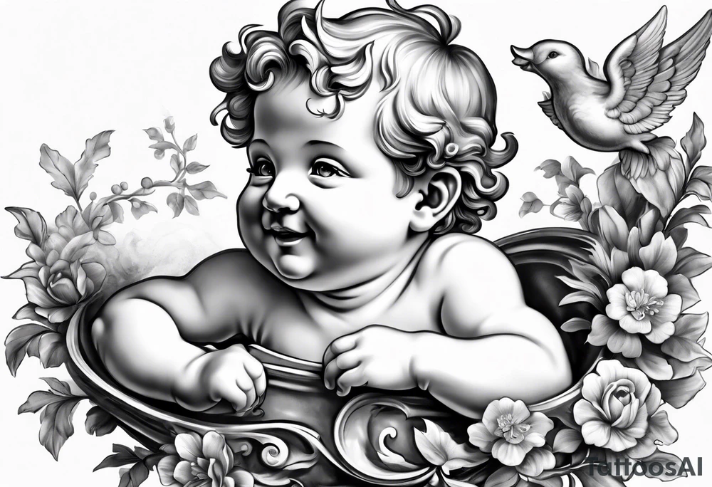 one putti smiling tattoo idea