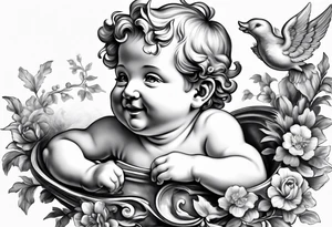 one putti smiling tattoo idea