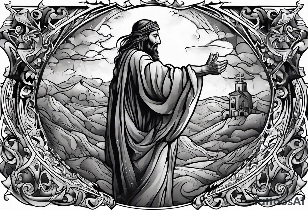 beggar reaching for Jesus Christ tattoo idea