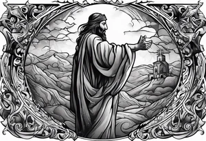 beggar reaching for Jesus Christ tattoo idea