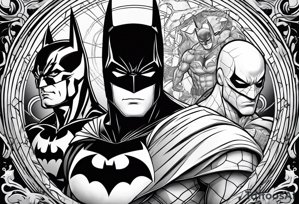 Batman Spider-Man and Danny phantom tattoo idea