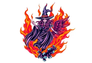 Witch in the flame tattoo idea