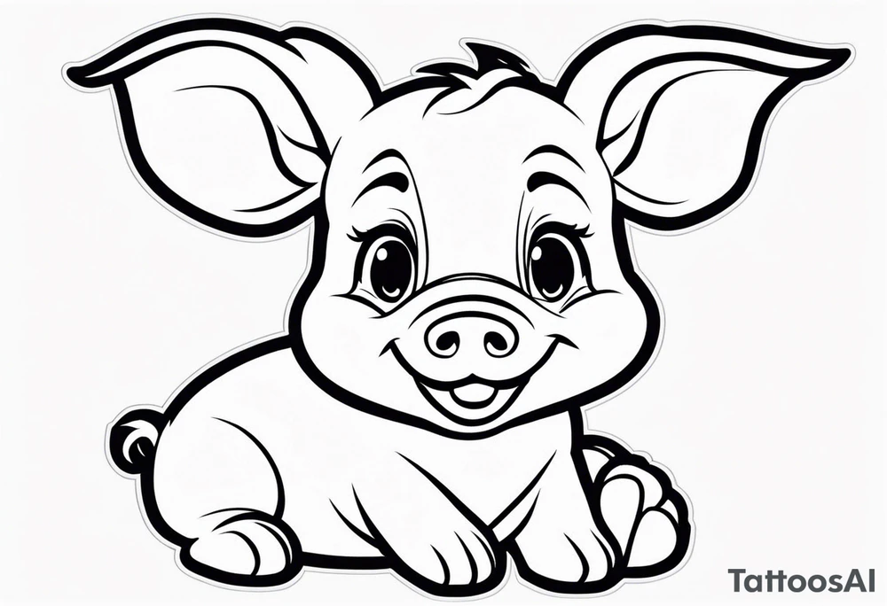 very cute happy piglet.
outline only.
black and white only.
only show the piglet. no extra lines or decoration.
no black shading.
dont make the ears too big.
draw only with very thin lines (1px)

should look like a tattoo that will only take 15 minutes to draw tattoo idea