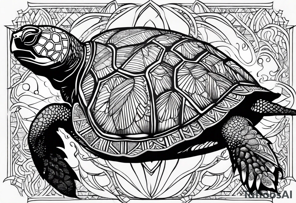 Tortue avec un volacn sur le dos tattoo idea