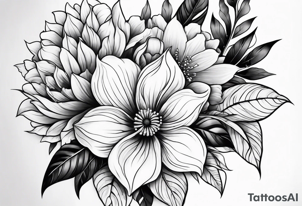 flowers on knee cap with leaves tattoo idea