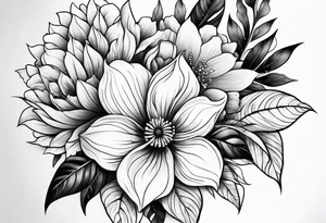 flowers on knee cap with leaves tattoo idea