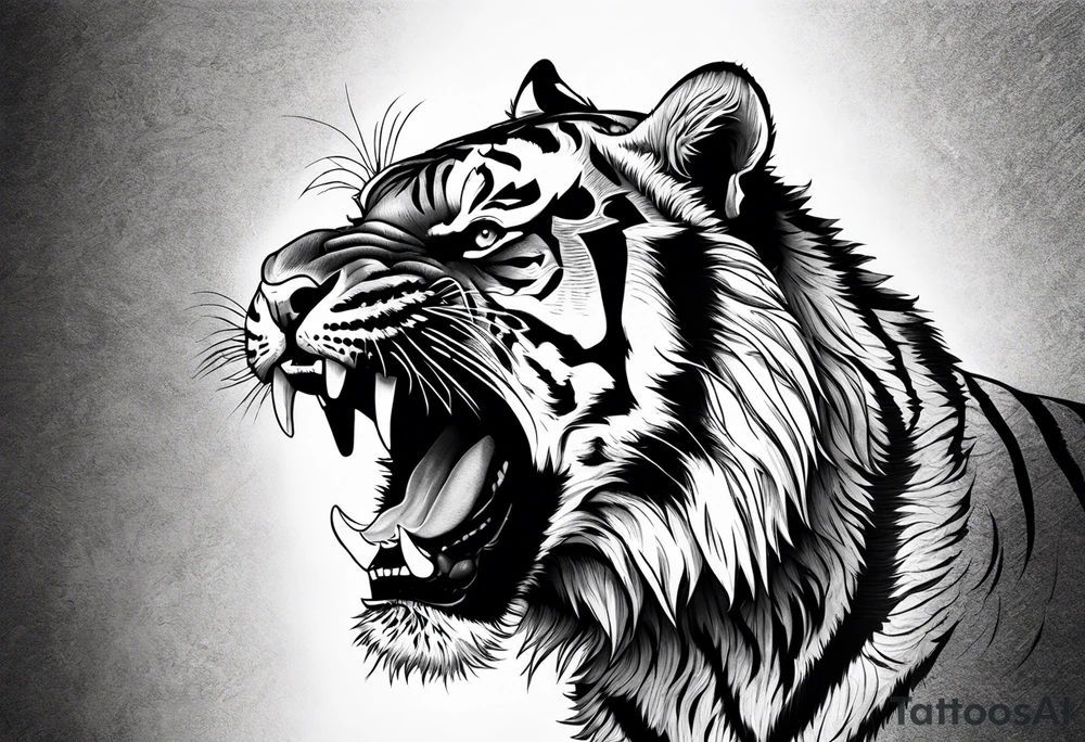 Realism, Fierce tiger roaring tattoo idea
