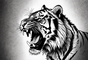 Realism, Fierce tiger roaring tattoo idea