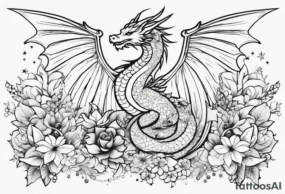 Constellation, wing , snow , cross , dragon female japan kawaii , flower tattoo idea
