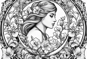 Fine line 
Circular Art nouveau foxglove tattoo idea