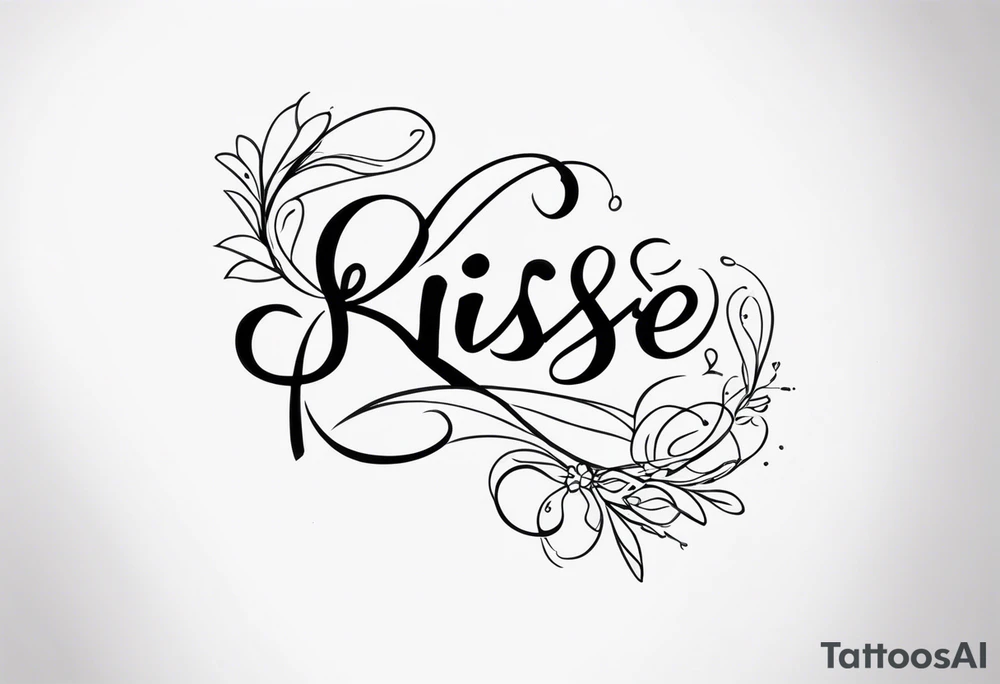 the words
"kiss of life" in cursive all in one line tattoo idea