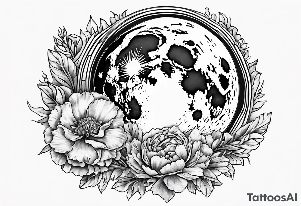 Moon and carnation mom tattoo idea