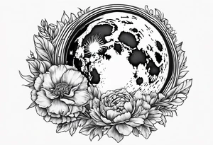 Moon and carnation mom tattoo idea