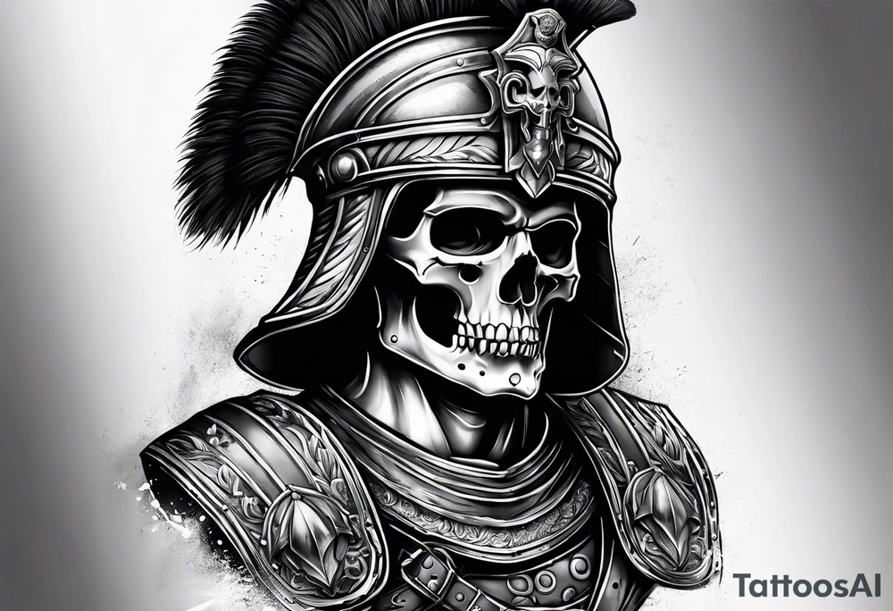 roman soldier skull tattoo idea