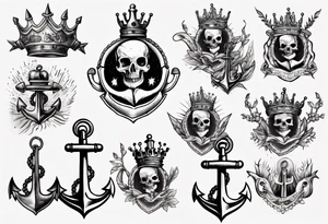 Anchor with a crown on top tattoo idea