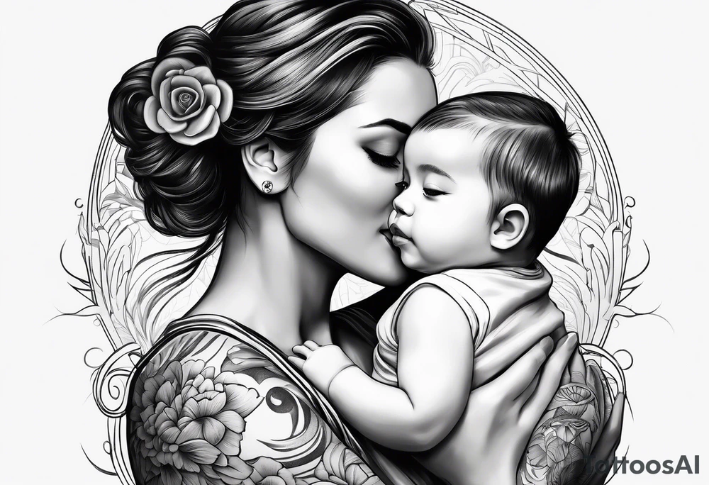 mom and child view from back tattoo idea