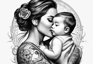 mom and child view from back tattoo idea