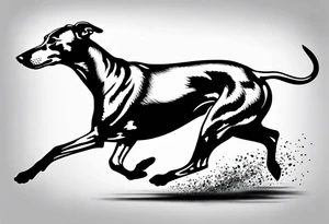 realistic Running greyhound racing tattoo idea