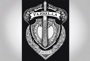 Valhalla sword shield axe fire tattoo idea