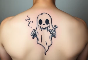 Cute ghost smoking a bong tattoo idea