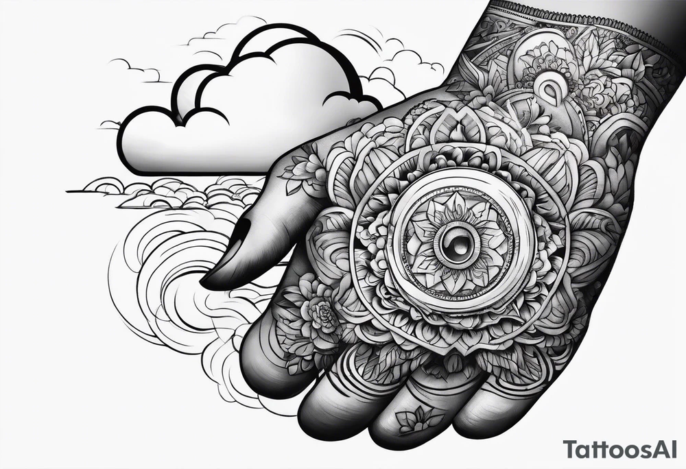 cloud, hands tattoo idea
