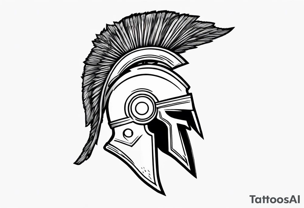 rectangular landscape format ultra-fine line linework vector of a spartan from the side, spartan spear, spartan shield, laurel wreath tattoo idea