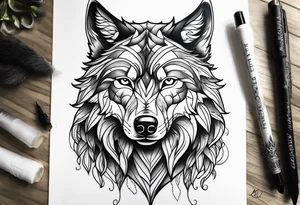 Neotraditional wolf tattoo idea