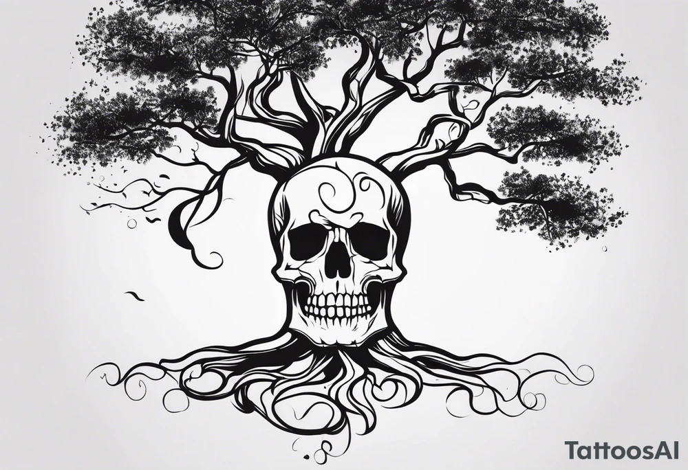 Skull tree tattoo idea