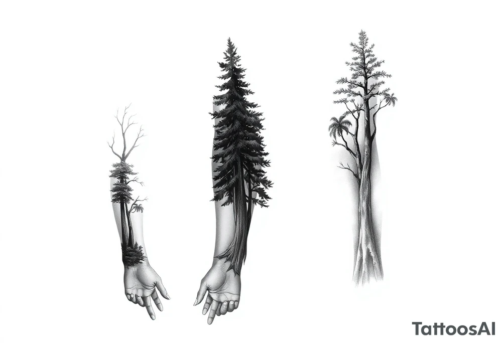 Full are sleeve that starts with trees on the forearm tattoo idea Full are sleeve that starts with trees on the forearm tattoo idea