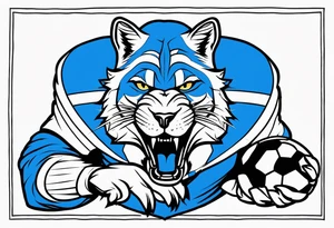 blue wildcat in football attire  morphing into jfootball game night tattoo idea