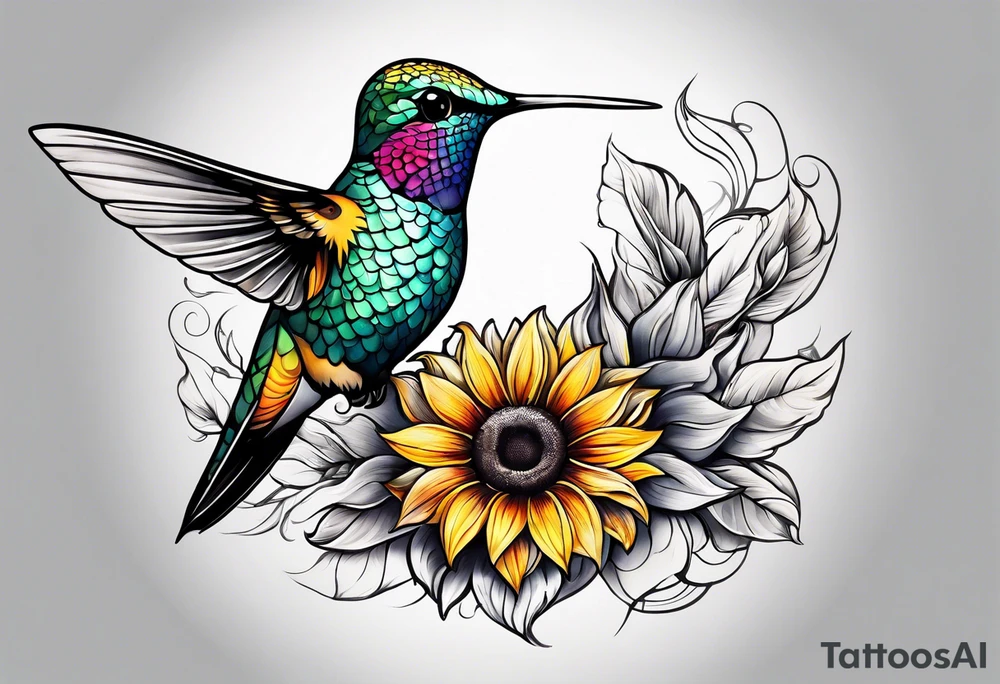 Hummingbird sunflower tattoo idea