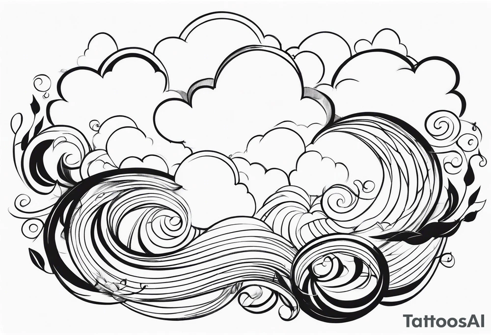 heaven clouds swirl vignette tattoo idea