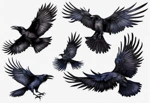 black raven with wings spread tattoo idea