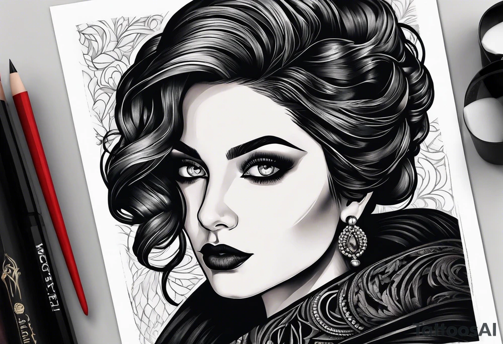 Portrait of the Woman in Black. No color tattoo idea