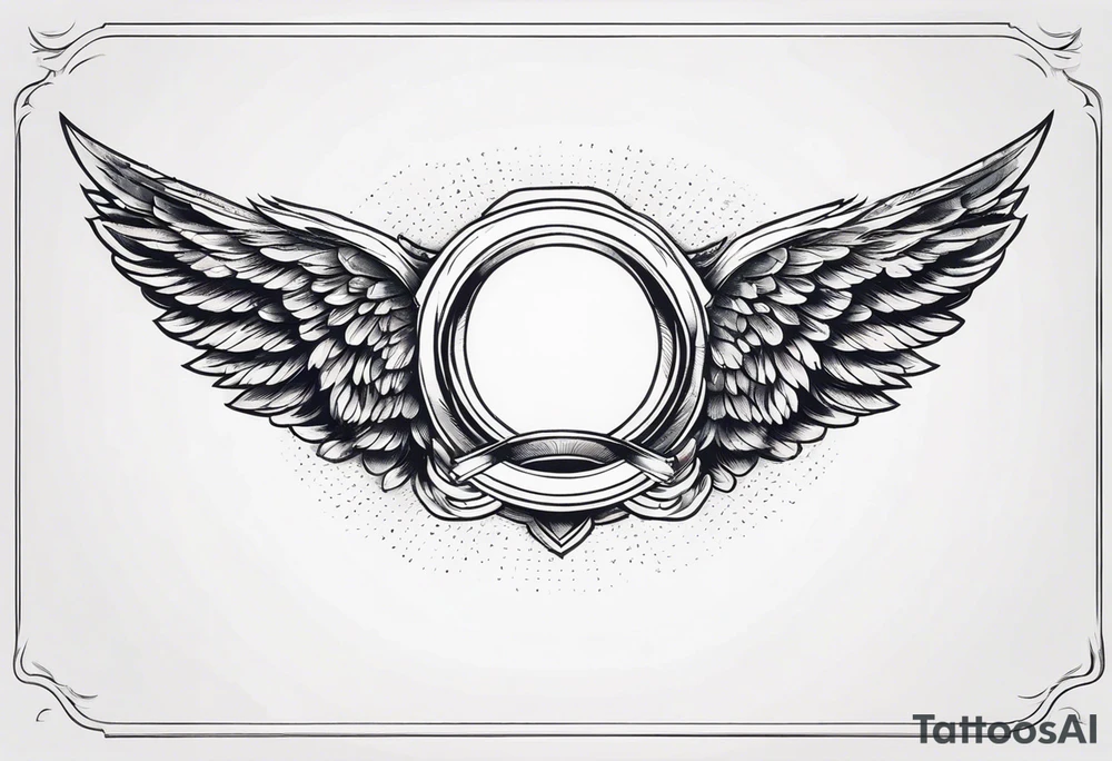 a pair of wings with a halo above them tattoo idea