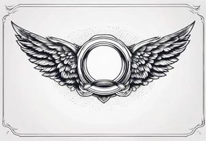 a pair of wings with a halo above them tattoo idea