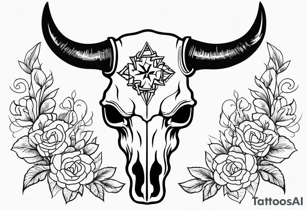 Bull skull, with written lyrics “the devil can scrap, but the lord has won” tattoo idea