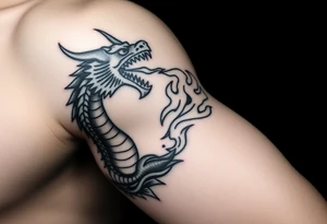 dragon breathing fire tattoo idea